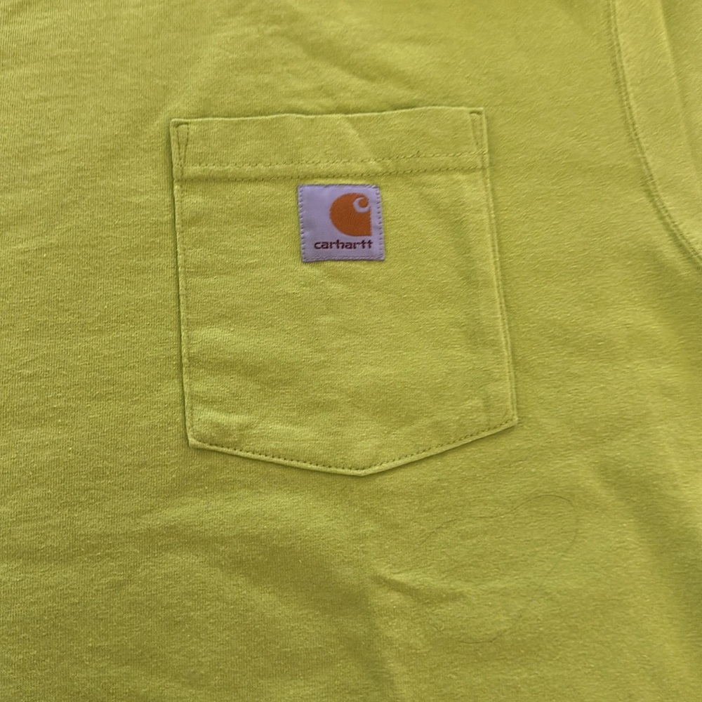 Carhartt men’s large tee shirt pocket shirt neon green NEW no rags - Picture 3 of 7